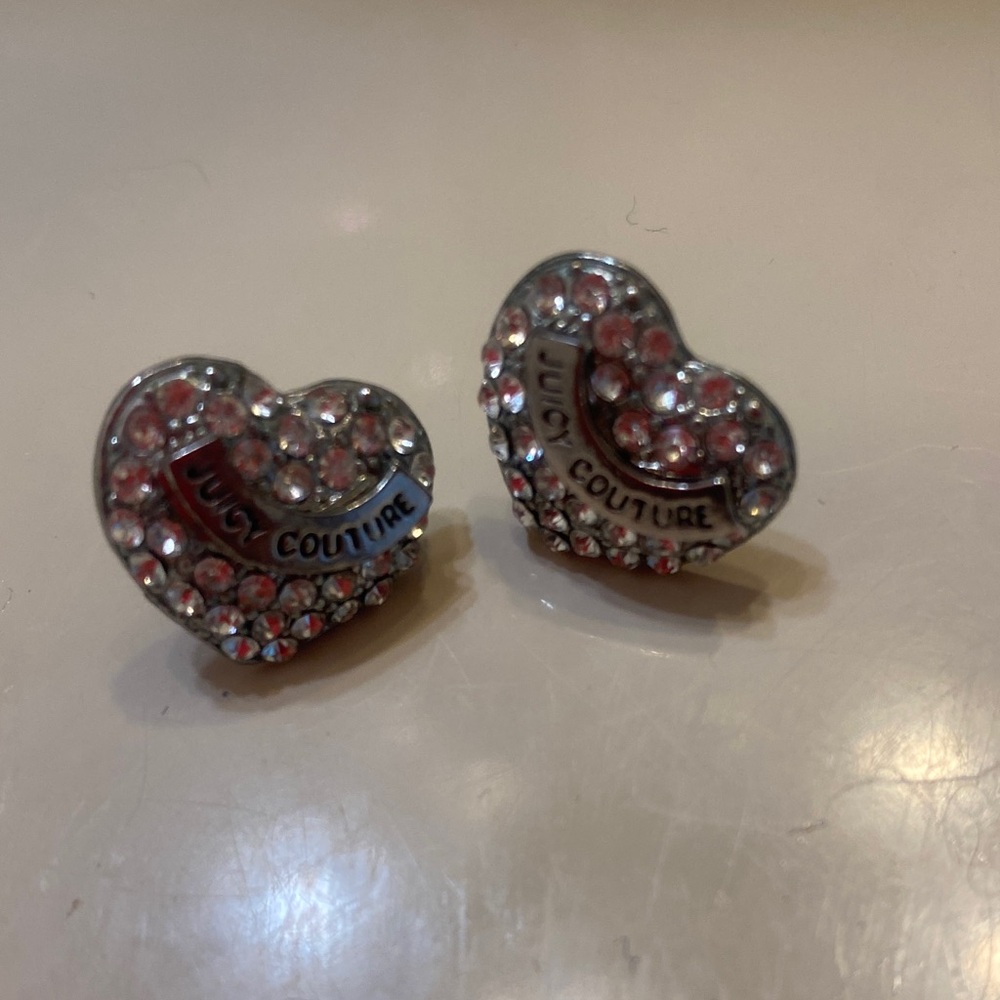 Juicy Couture Pink Rhinestone Heart Earrings